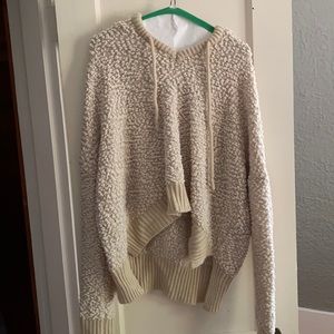 Neutral hooded popcorn sweater